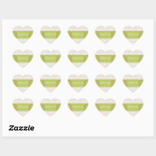 Sticker Cœur Coeur Fille En Rose Vert Et Blanc