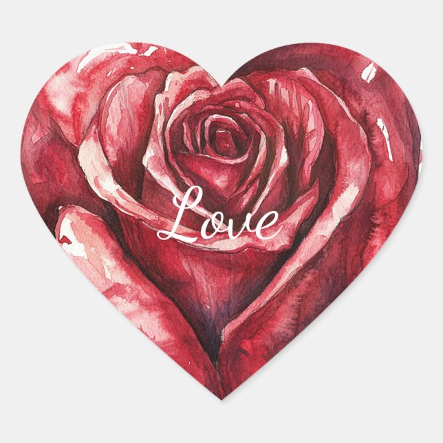 Sticker Cœur Cœur floral de rose rouge romantique (Devant)