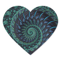 Coeur fractal dans le blues et les verts