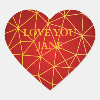 Sticker Cœur Cœur Géométrique Feuille d'Or