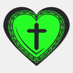 Sticker Cœur Cœur gothique et croix