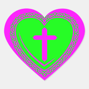 Sticker Cœur Cœur gothique et croix