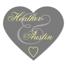 Coeur Mariage de phoque gris et jaune V14A