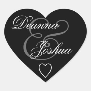Sticker Cœur Coeur Mariage pour enveloppe noire V10