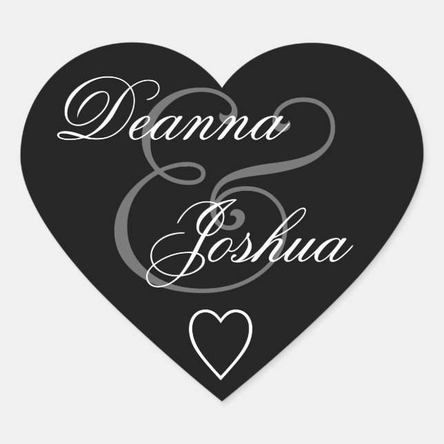 Sticker Cœur Coeur Mariage pour enveloppe noire V10 (Devant)