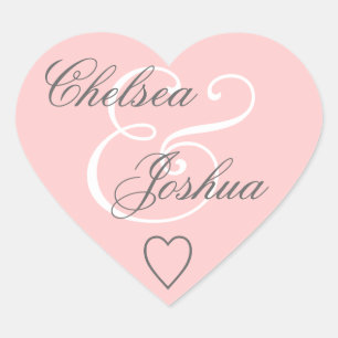 Sticker Cœur Coeur Mariage pour enveloppe rose V07
