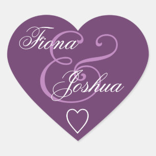 Sticker Cœur Coeur Mariage pour enveloppe violette V13