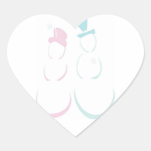 Sticker Cœur Coeur mariage Snowman Femme Couple Mariages d'hive