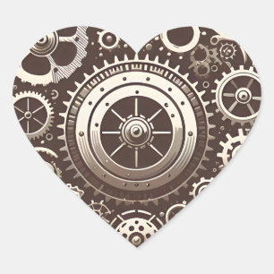 Sticker Cœur Coeur mécanique Steampunk