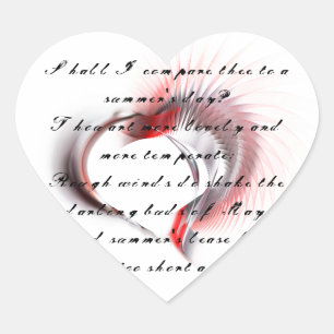 Sticker Cœur Coeur métallique avec sonnet de Shakespeare 18