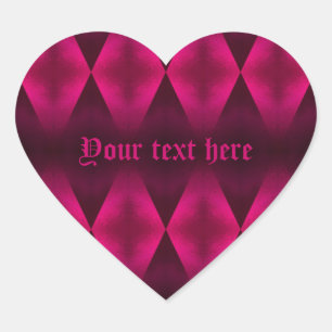 Sticker Cœur Coeur motif de diamant rose vif