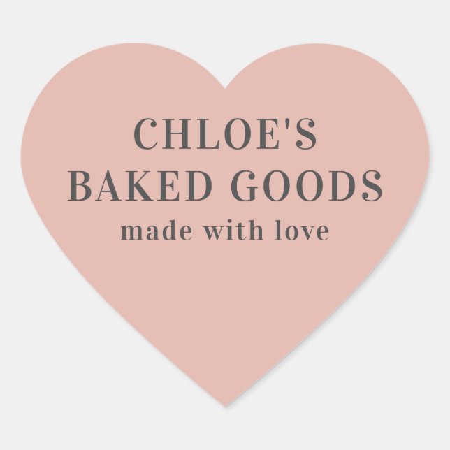 Sticker Cœur Coeur rose Personnalisé Fabriqué Avec Amour (Devant)