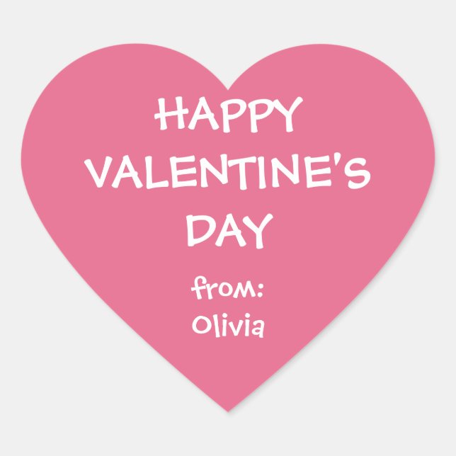 Sticker Cœur Coeur rose valentine cadeau personnalisé tag (Devant)