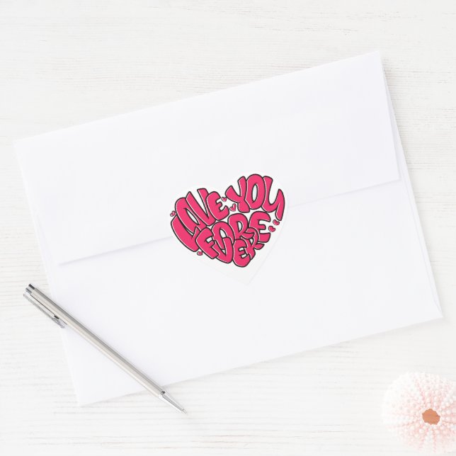 Sticker Cœur Coeur rouge avec mot Amour Vous pour toujours Vale (Enveloppe)