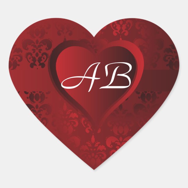Sticker Cœur Coeur rouge Damas (Devant)