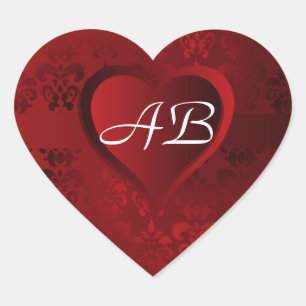 Sticker Cœur Coeur rouge Damas