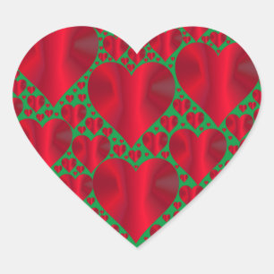 Sticker Cœur Coeur rouge élégant sur vert