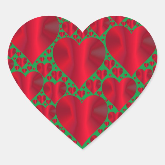 Sticker Cœur Coeur rouge élégant sur vert (Devant)