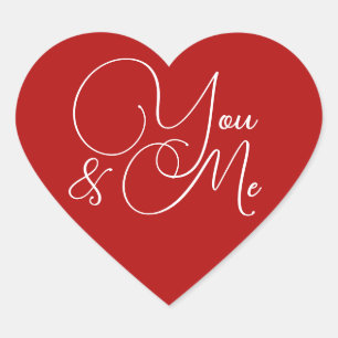 Sticker Cœur Coeur rouge "You & Me" pour le coeur de Valentine