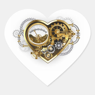 Sticker Cœur Cœur Steampunk avec un manomètre