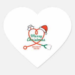Sticker Cœur Coeur stéthoscope avec chapeau de Santa