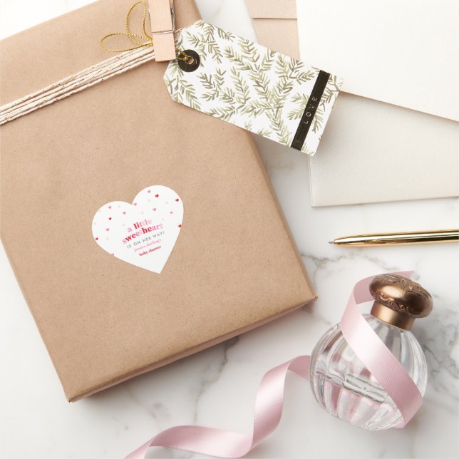 Sticker Cœur Coeur Valentine Thème Bébé Fille Douche Rouge Stic (Cadeaux)