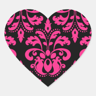 Sticker Cœur Coeur vintage victorien rose et noir chaud