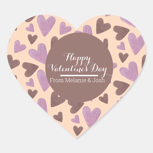 Sticker Cœur Cœurs aquarelle main chocolat rose     (Devant)