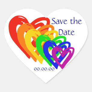 Sticker Cœur Coeurs arc-en-ciel