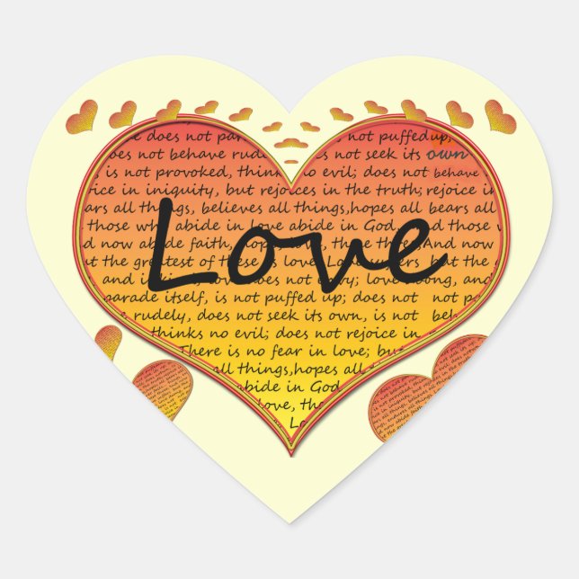 Sticker Cœur Cœurs d'amour 1 Corinthiens 13 (Devant)