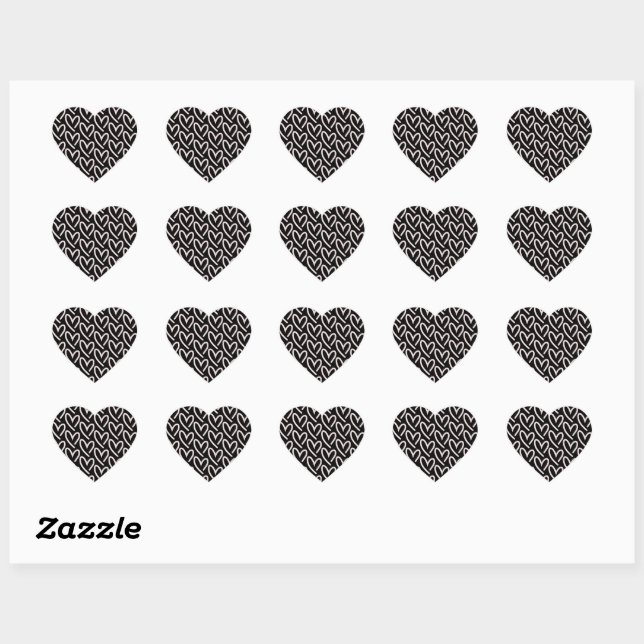 Sticker Cœur Coeurs de coeur rose avec Arrière - plan noir (Feuille)