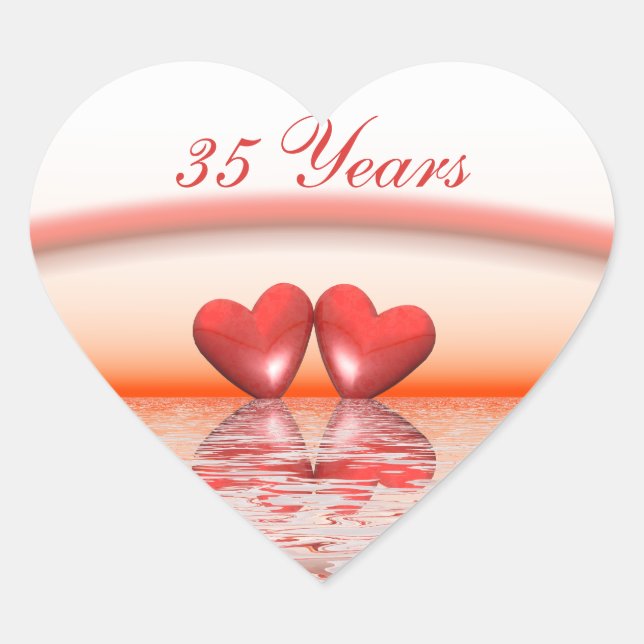 Sticker Cœur Cœurs de corail pour 35e anniversaire (Devant)