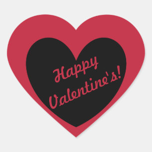 Sticker Cœur Coeurs de polka noir sur rouge