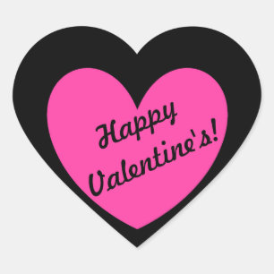 Sticker Cœur Coeurs de polka rose Fuchsia sur noir