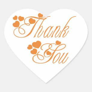 Sticker Cœur Cœurs de remerciement orange et blanc - Mariage