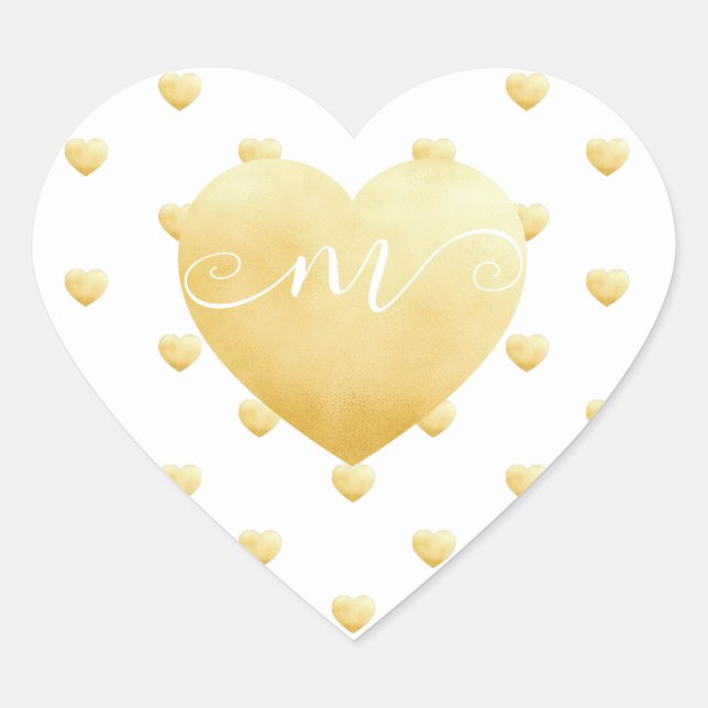 Sticker Cœur Coeurs d'or do-it-yourself Monogramme blanc (Devant)
