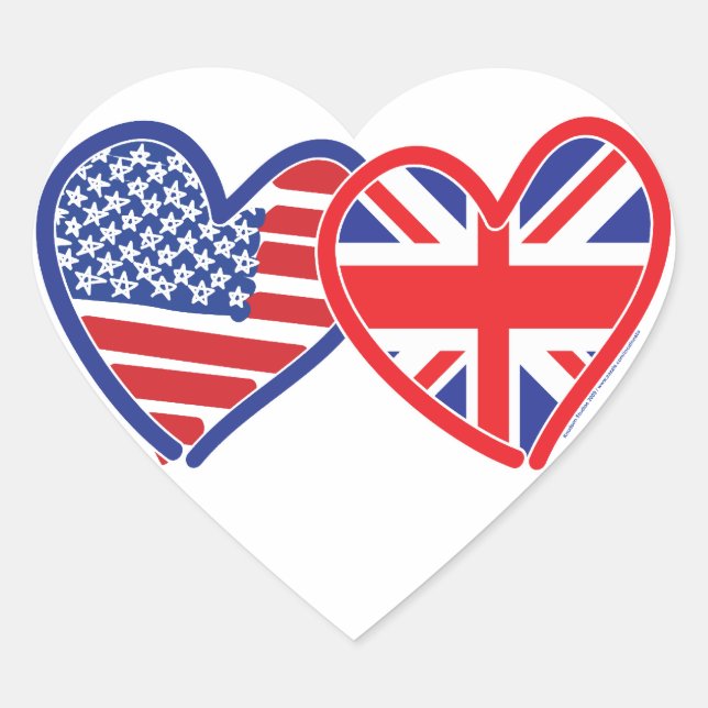 Sticker Cœur Coeurs du drapeau américain Union Jack (Devant)
