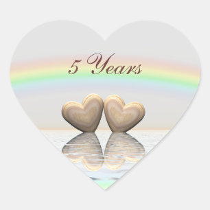 Sticker Cœur Coeurs en bois du 5e anniversaire