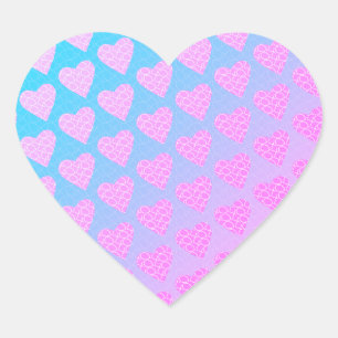Sticker Cœur Cœurs gribouillés rose et bleu pour la Saint-Valen