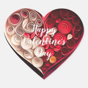 Sticker Cœur Coeurs Heureuses Saintes-Valentin rouges et roses