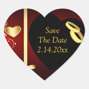 Sticker Cœur Coeurs mariages Anneaux d'or