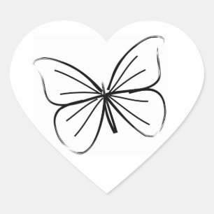 Sticker Cœur Coeurs Mariages de trait de papillon simple