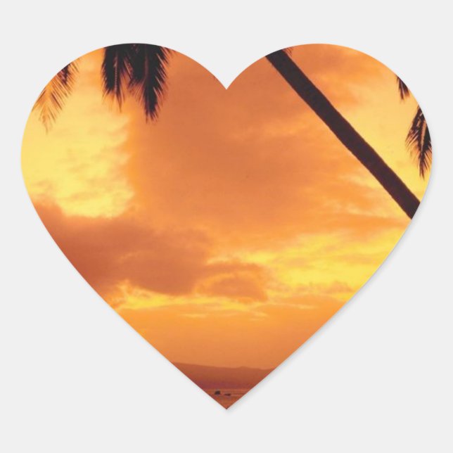 Sticker Cœur Coeurs mariages Palm Tree sur l'eau Coeurs Mariage (Devant)