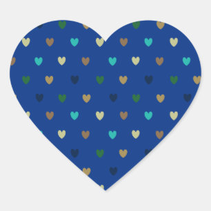 Sticker Cœur Coeurs Polka dans les tons bleu paon