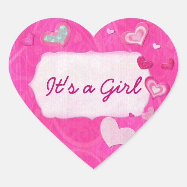 Sticker Cœur Coeurs roses Joyeux COEUR PERSONNALISÉ (Devant)