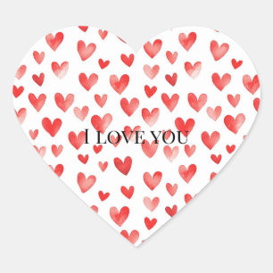 Sticker Cœur Cœurs Rouges Blancs Amour Saint-Valentin