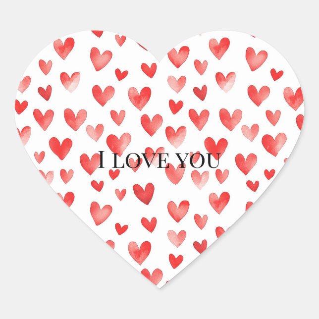 Sticker Cœur Cœurs Rouges Blancs Amour Saint-Valentin (Devant)
