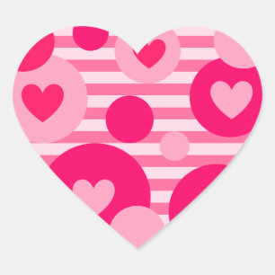Sticker Cœur Coeurs Valentine Stripe Dots