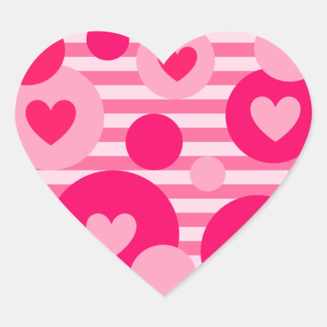 Sticker Cœur Coeurs Valentine Stripe Dots (Devant)