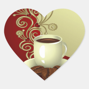 Sticker Cœur Coffee lover moderne